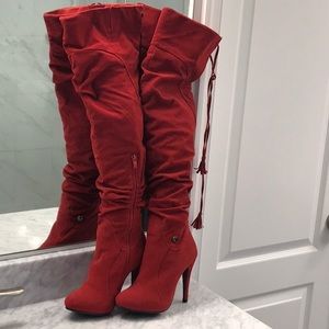 Red Thigh High Boots